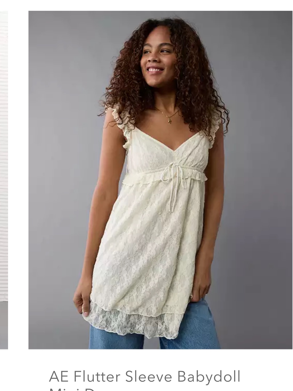 American Eagle Flutter Sleeve Babydoll Mini Dress
